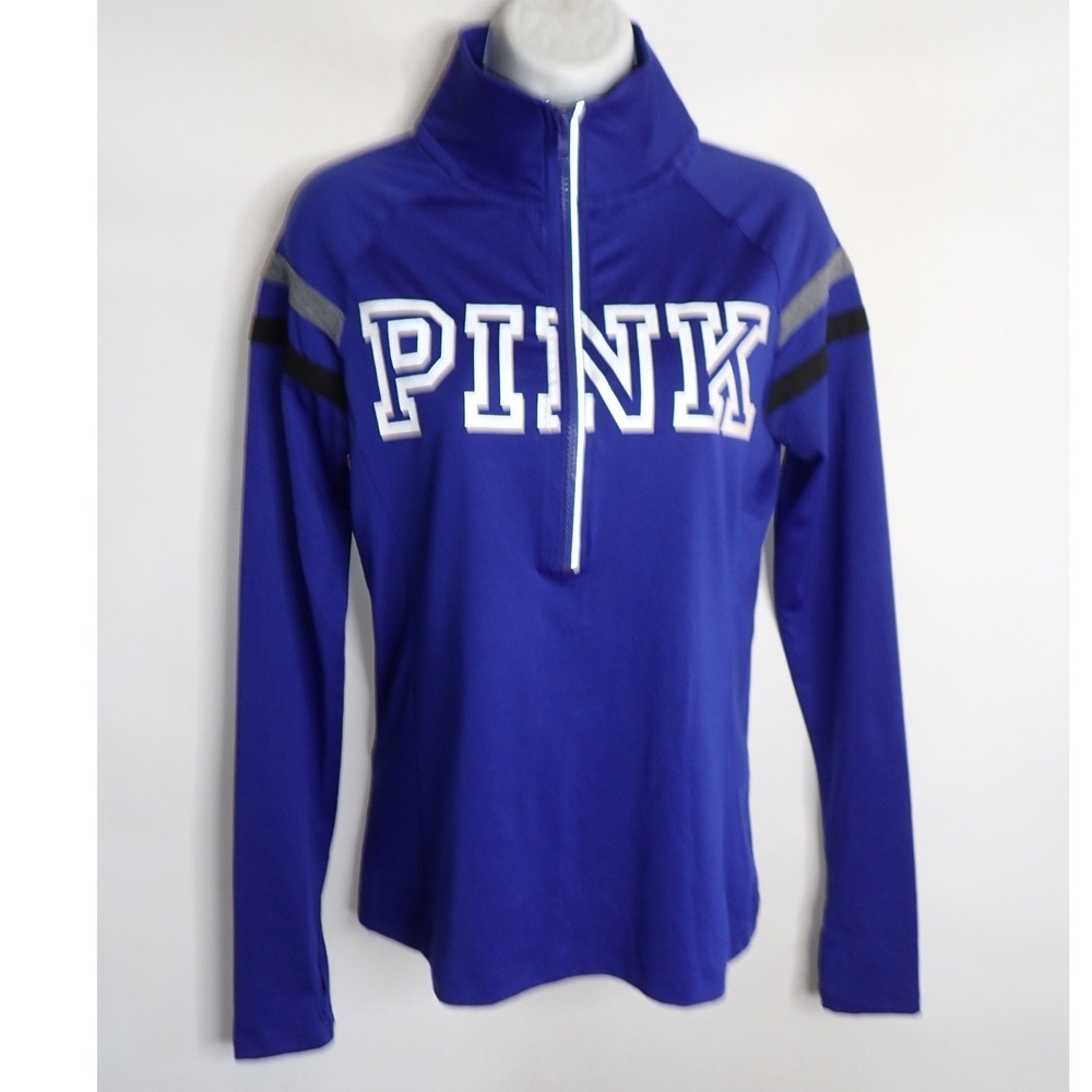 PINK Victoria's Secret Women's Ultimate Quarter Zip Pullover Blue XS